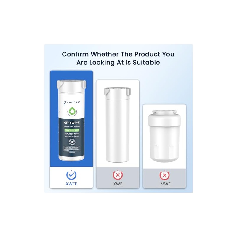 GLACIER FRESH Water Filter Compatible with XWFE (Built-in CHIP), Replacement