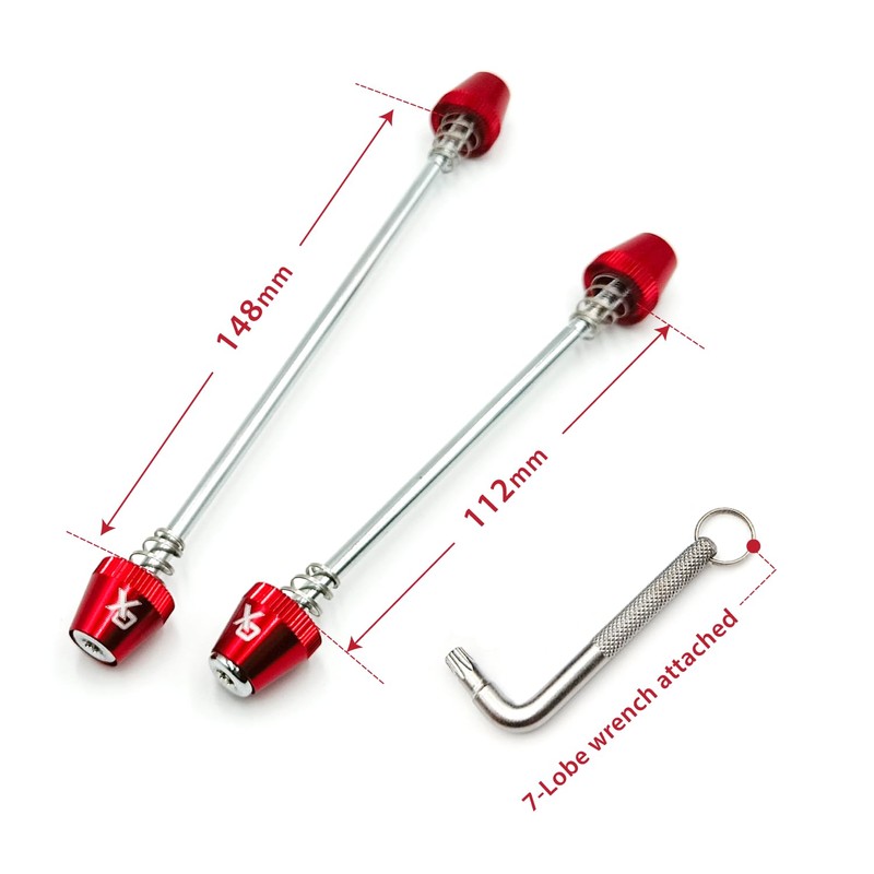 ONIPAX Anti-Theft Locking Skewer 7 Lobe Bicycle Wheel Hub (Red)