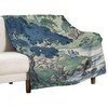 PrintingCo Blanket Asian Scenic Dynasty Blue Couch Blanket Japanese Luxury