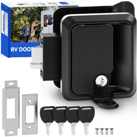 Loclink Single Deadbolt RV Lock - Black 100% Metal Keyed Entry Door Lock Replacement for Camper, Trailer, Motorhome (2.92"x3.39"x1.35" Lock Hole, 4 Anti-Copy Keys)