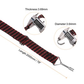 sourcing map 2Pcs Bungee Cord with Hooks 78" Heavy Duty Flat Adjustable Bungee Cords Latex Bungee Straps with Metal Hooks and Buckle for Tents Truck Outdoor Camping, Black Red
