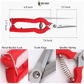 7.8'' Garden Hand Pruners, Pruning Shears with Stainless Steel Straight Precision Blade, Garden Scissors for Small Stems Flowers Fruits, Micro-Tip Pruning Snips Clippers for Cutting Trimming Shaping