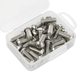 M8-1.25 x 12mm Button Head Socket Cap Screws Bolts, Stainless Steel 18-8 (304), Full Thread, Bright Finish, Quantity 25