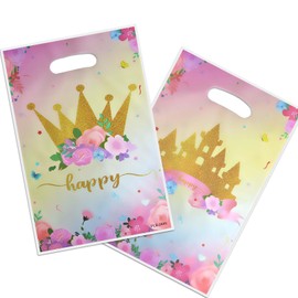 30pcs Princess Birthday Party Gift Bags, Princess Birthday Party Supples. Plastic Goodies Candy Snack Bag for Kids Girls