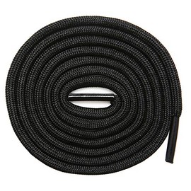 KURISET Round Athletic Shoelaces 2 Pair - For Non-slip Outdoor Mountaineering Hiking Walking Boot Round Thick Shoelace String Rope Shoe Laces (45 inches (114 cm), Black)