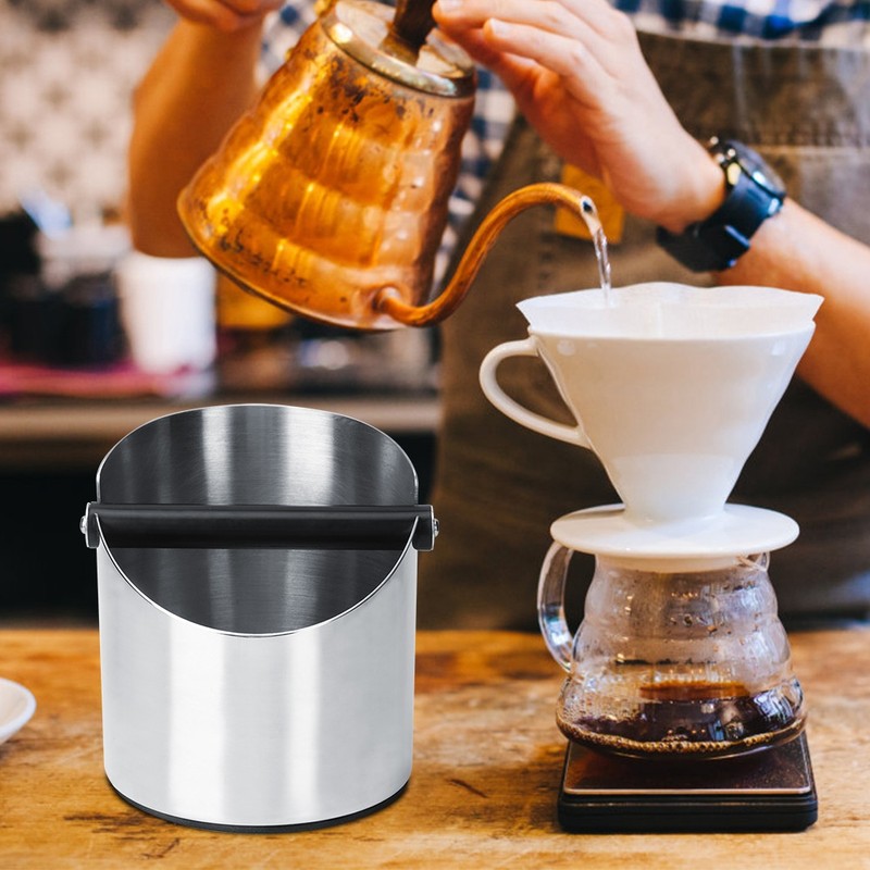 Thicken Round Stainless Steel Coffee Grounds Container Box Bucket Durable