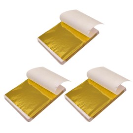 300 PCS/3 Packs Gold Leaf Sheets, Gold Leaf, 9 x 9 cm Multipurpose Gold Leaf Kit for Furniture and Home Decoration & Canvas Projects, Gold Leaves for Gilding Nails Art & DIY Crafts