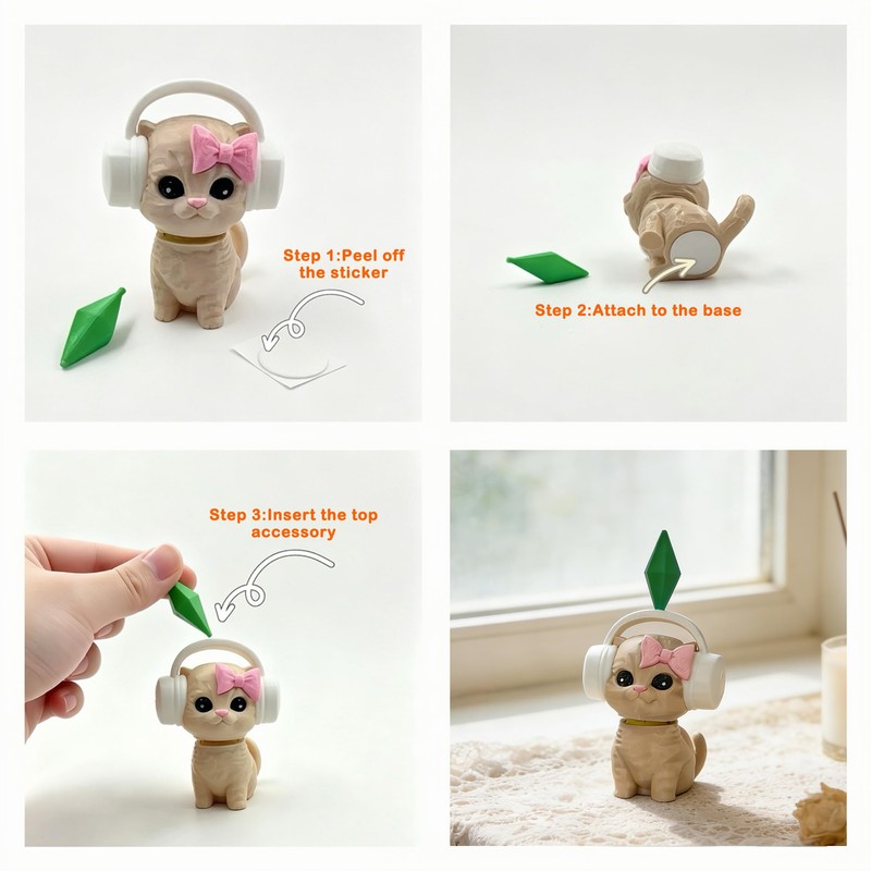 Bobble Head Cat, 3D Printed Shaking Head Car & Desk