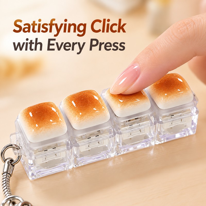 Bread Fidget Keychain for Everyday Use – Clickable Keyboard Keycaps