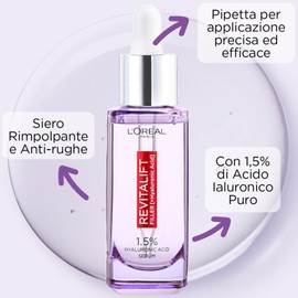 L'Oréal Paris Revitalift Filler Gesichtsserum Anti-Falten-Formel mit 1,5% Hyaluronsäure, Konzentrat mit feuchtigkeitsspendender Wirkung, glättend, Anti-Aging, 3 Flaschen à 50 ml