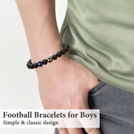 LINXINS Football Bracelets for Boys, Football Gifts for Teenage Boys Age 8 9 10 11 12 13 14 15 Years Old, Birthday Christmas Graduation Gifts for Son Grandson Nephew Brother