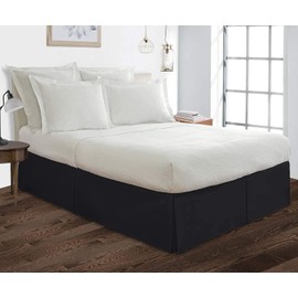 Comfort Beddings Bed Skirt Queen Size Black 100% Cotton Blend Fabric, Premium Tailored Fit 1pc Bedskirt Queen Size 11" Drop Length Black Solid