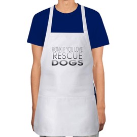 Makoroni - HONK IF YOU LOVE RESCUE DOGS Apron Adjustable Kitchen Chef Apron with 2 Pockets Cooking Baking, DesK73