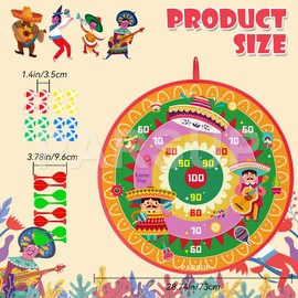 PARSUP Cinco De Mayo Dart Board Game Set, Double Side Party Board Games with 8 Dart 16 Stick Balls, Mexican Indoor Outdoor Games for Kids Ages 4-8, Party Games Yard Toys