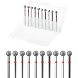 ERUIKA 10pcs Safety Ball Cuticle Drill Bits, Carbide Diamond Nail Bits for Dead Skin Removal & Nail Shaping, 3/32'' Two Way Rotate, Professional Manicure Pedicure Salon Tools(5mm Ball Bit, Fine-F)