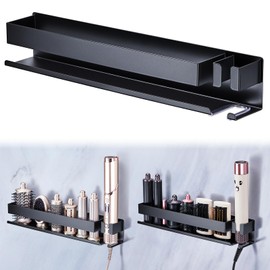 XILIMEN Curling Iron Holder Wall Mount, Hair Dryer and Curling Iron Organizers and Storage, Flat Irons and Straightener Holder, Hair Tool Organizer for Styler Attachments for Bathroom, Black