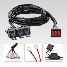 MOVOTOR Work Light Wiring Kit, LED Light Relay Harness, General Purpose Wire Harness, Installation Wiring Relay Harness Kit, Includes On/Off Switch, Easy Installation, DC 12 V, AWG12, Max Wattage 120W