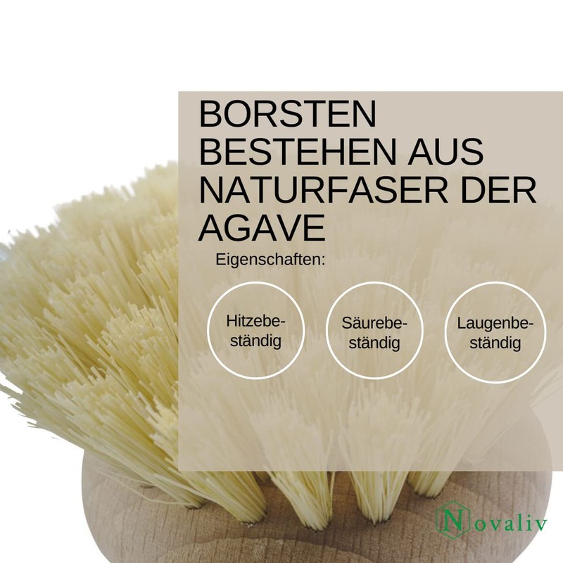 Novaliv 4 x Replacement Brushes, Natural Fibre, Large, Interchangeable Head,
