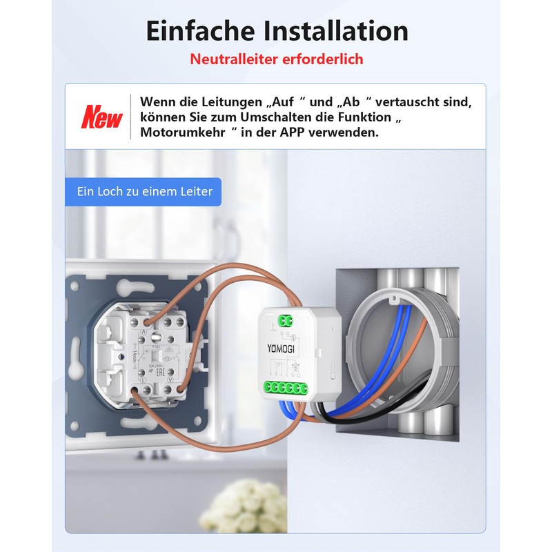 YOMOGI WiFi Roller Shutter Switch with RF Remote Control, WiFi