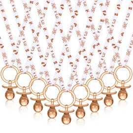 Geiserailie 36 Pcs Baby Shower Pacifiers Necklace Acrylic Baby Pacifiers Party Favors Plastic Pacifiers for Boys Girls Pacifiers Charm Necklace for Baby Shower Table Decorations(Brown, White, Girl)