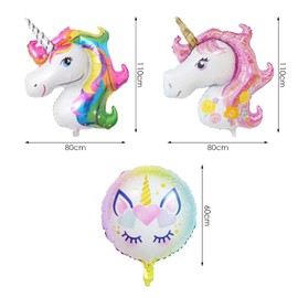 VBRHFRIF Pack Of 3 Rainbow Horse Balloons, Aluminum Foil Balloons, Children'S Birthday Balloons, Cute Balloons, Cartoon Animal Balloons, Party Decoration Balloons, Gradient Atmosphere Balloons