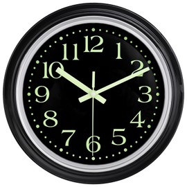 JoFomp Glow in The Dark Clock Wall Decor, 12 Inch Silent Wall Clocks Battery Operated, Luminous Wall Clock for Living Room Decor, Night Light Wall Clock for Bedroom Kitchen Bathroom Garage Office