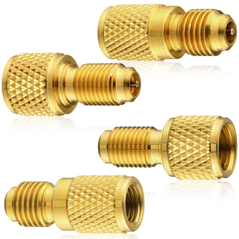 JaGely 17 Pcs R134a Brass Refrigerant Tank Adapter 1/4" to