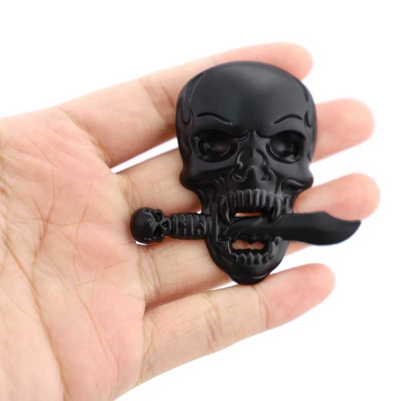 Pack of 2 Skull Emblem Logo Stickers for All Vehicles