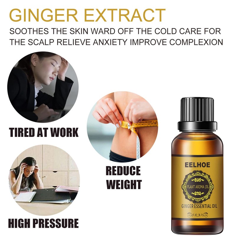 3 Pcs Belly Drainage Ginger Oil, Promote Blood Circulation Metabolism