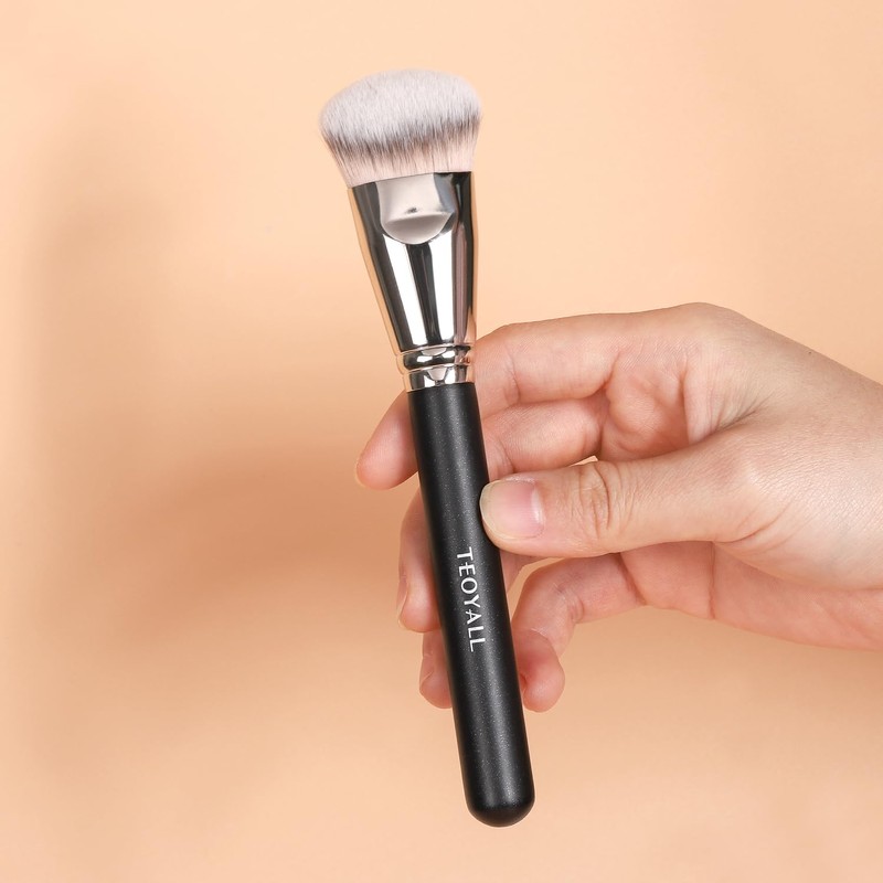 TEOYALL Flat Angled Foundation Brush, Large Dense Synthetic Bristles Kabuki