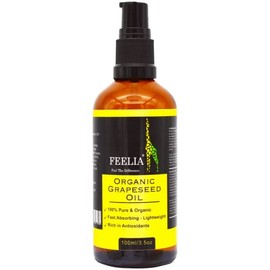 Feelia - Organic Grapeseed Oil - Cold Pressed, Rich in Antioxidants, Fast Absorbing - Lightweight, 100% Pure & Organic
