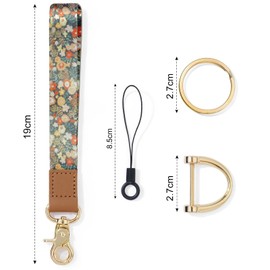 Vicloon Wrist Lanyard Key Chain, Lanyard Wristlet Strap, Wristlet Strap Keychain Holder with Metal Key Rings, Horseshoe buckle and small lanyard for ID Badge Holder Keys Phone (Floral)