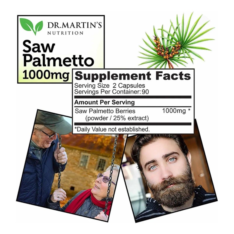 Saw Palmetto 1000mg (180 Cpsulas) Salud De Prstata Sin Sabor
