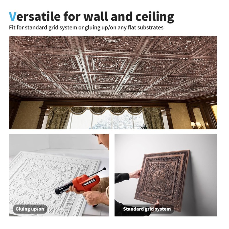 Art3d Drop Ceiling Tiles, Glue up Ceiling Tiles, 2'x2' Plastic