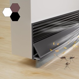2Pack Door Draft Stopper for Bottom of Door with Brush,Strong Adhesive Under Door Sweep for Exterior & Interior,Soundproof Door Gap Filler Bottom Seal Dust Blocker and Noise Stopper,Black