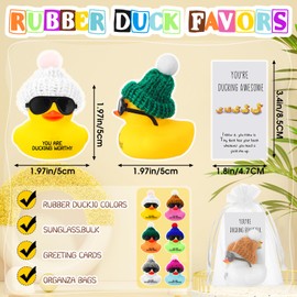 Liliful 36 Set Inspirational Mini Rubber Ducks with Glasses You Are Awesome Sign Thank You Gift Employee Teacher Appreciation Gift You're Great Kind Cheer up Cards Christmas Gift for Team Coworker