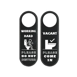 MUKA Bathroom Occupancy Sign, Leather, 9.4" x 3.1", Black with Colored Patterns, Bold Style