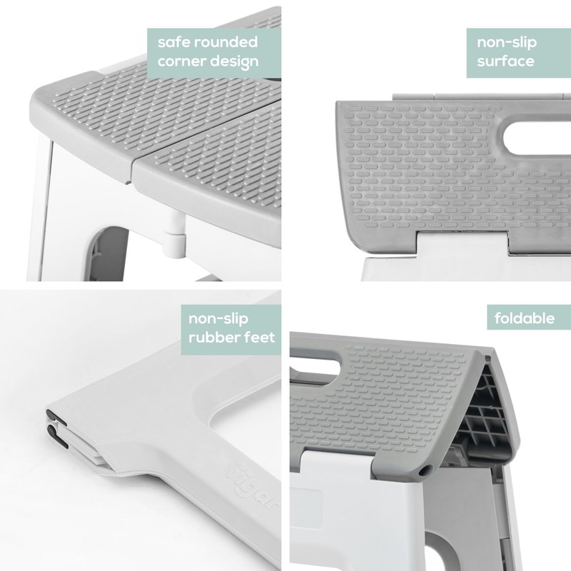 Vigar Compact Foldable Stool, 10-1/2 inches, Lightweight, 330-pound Capacity Non-Slip