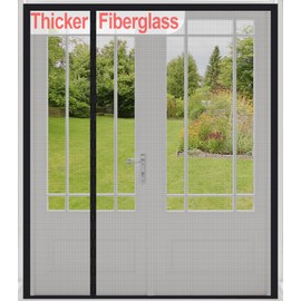 Upgraded Magnetic Screen Door for Sliding & French Doors,Reversible Left Right Side Opening,Heavy Duty Thicker Fiberglass Mesh Bug Door Screen Magnetic Closure,Screen 74.8" x 81",Fits Door to 72"x80"