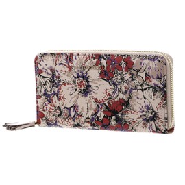 Coccinelle Tassel Flower Print Zip Around Wallet Mul. Crea. P/Cr. P, Mul. Crea P / Cr. P