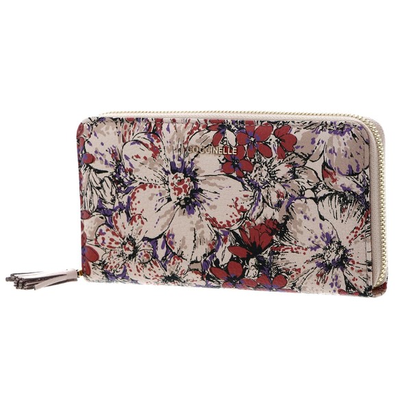 Coccinelle Tassel Flower Print Zip Around Wallet Mul. Crea. P/Cr.