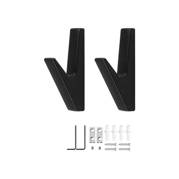 MABAHON 2 Set Matt Black Bathroom Hooks,Black Towel Hooks for