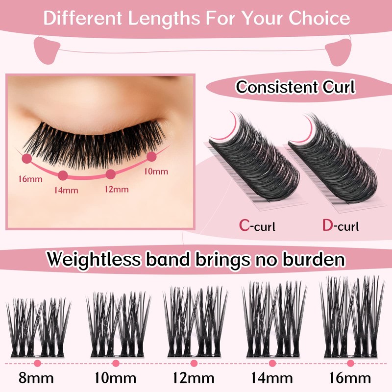 Cluster Lashes, 72 Pcs Individual Lashes, Lash Clusters DIY Eyelash