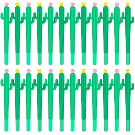 Qupaen 30 Pieces Cactus Shaped Gel Pens Fun Cactus Writing Pens 0.38 mm Black Ink Cacti Rollerball Pens for Cactus Theme Party School Office Supplies