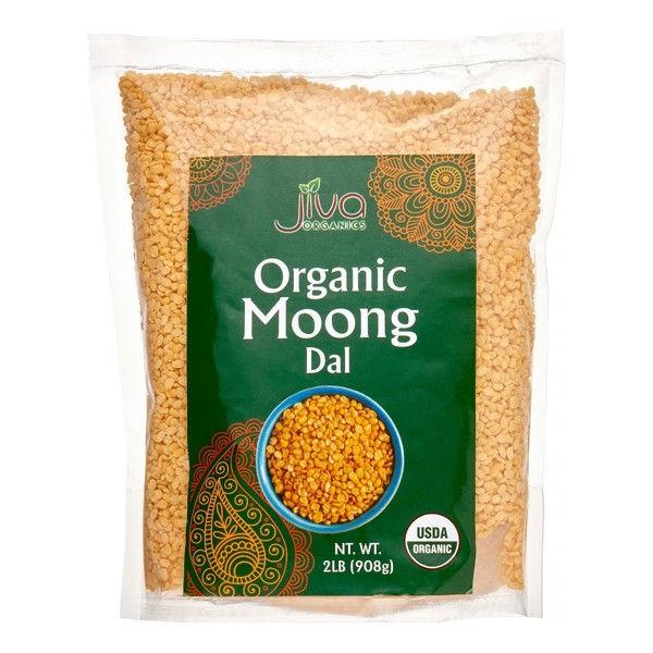 Jiva USDA Organic Moong Dal Yellow - 2 Pound (Split Mung Beans Washed)