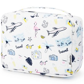Mossio Hanging Toiletry Bag with Sturdy Hook - Large Portable Cosmetic Makeup Travel Organizer for Men & Women Plane Flamingo