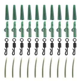 Hsthe Sea 40pcs Carp Fishing Accessories Set, Carp Fishing Tackle in Box, Include Anti-tangle sleeve, Quick Change Swivel, Plastic Lead Clip, Rubber Fishing Swivel Snaps Kit for Outdoor Fishing
