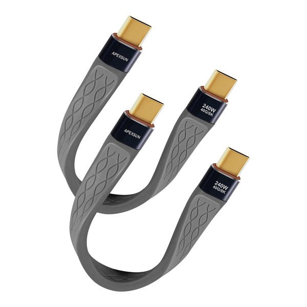 APEXSUN (2 Pack FPC 0.4FT USB C Cable，USB C to