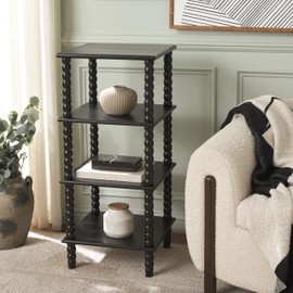 SAFAVIEH Home Collection Dilyn Matte Black 4-Tier Shelving Unit Etagere Bookshelf