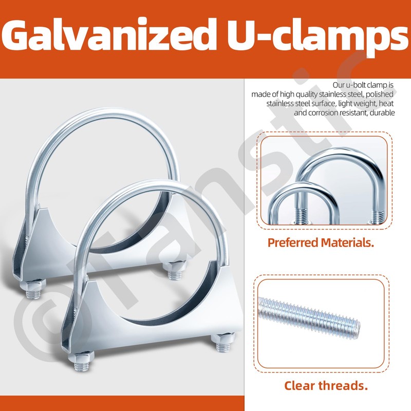 Tanstic 2 x 3 inch U-bolt clamp, exhaust U-clamp, silencer,